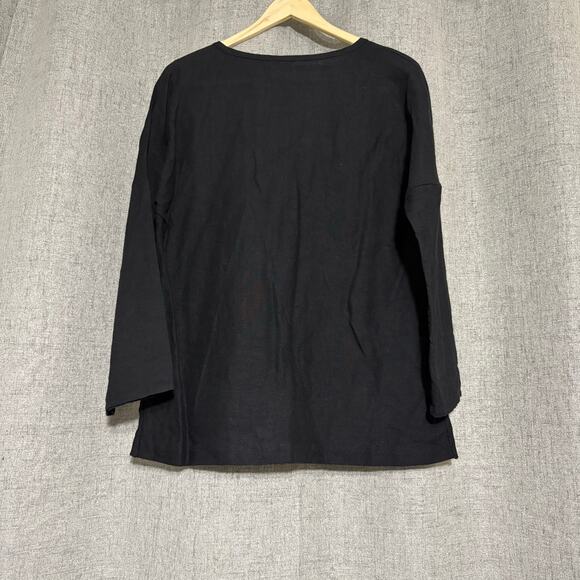Red Square Women Top XXS Black 100% Linen Babette Lagenlook Oversized - Picture 2 of 6